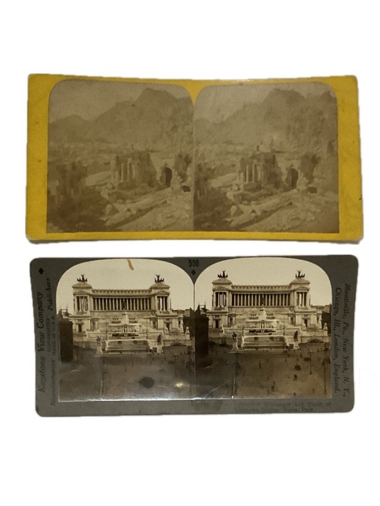 Other - Vintage Stereoscope Stereoview Cards Italy - Taormina, Rome Victor Emmanuel.